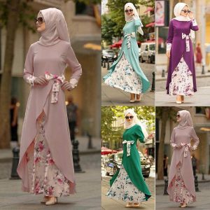 Ethnic & Cultural Costumes |   Women’s Dress Abaya Dubai Islamic Arabic Arabian Muslim Ramadan Floral Adults’ Dress claret Cosplay & Costumes claret