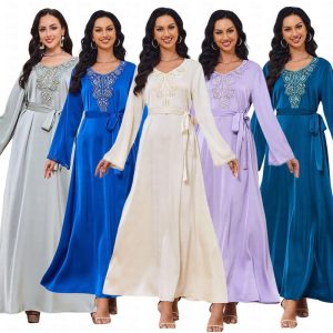 Ethnic & Cultural Costumes |   Women’s Dress Abaya Kaftan Dress Dubai Islamic Arabic Arabian Muslim Ramadan Adults’ Dress Grey Cosplay & Costumes Ethnic & Cultural Costumes