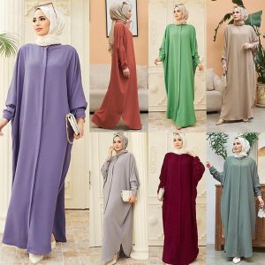 Ethnic & Cultural Costumes |   Women’s Dress Abaya Kaftan Dress Dubai Islamic Arabic Arabian Muslim Ramadan Solid Color Adults’ Dress Light Green Cosplay & Costumes Ethnic & Cultural Costumes