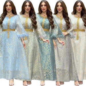 Ethnic & Cultural Costumes |   Women’s Dress Abaya Religious Saudi Arabic Arabian Muslim Ramadan Adults Dress Light Blue Cosplay & Costumes Ethnic & Cultural Costumes