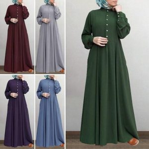 Ethnic & Cultural Costumes |   Women’s Dress Abaya Robe Dubai Islamic Arabic Arabian Muslim Ramadan Adults’ Dress Blue Cosplay & Costumes Blue