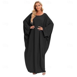 Ethnic & Cultural Costumes |   Women’s Dress Abaya Shawls Hijab Scarfs Dubai Islamic Arabic Arabian Muslim Ramadan Solid Color Adults’ Dress Black Cosplay & Costumes Black