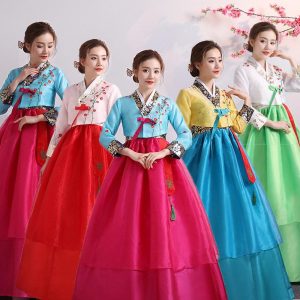 Ethnic & Cultural Costumes |   Women’s Dress Hanbok Korean Traditional Masquerade Adults’ Top Skirt Party Blue Cosplay & Costumes Blue