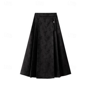 Ethnic & Cultural Costumes |   Women’s Hanfu Pleated Skirt Horses Face Skirt Chinese Traditional Ming Style Carnival Masquerade Solid Color Adults Skirt Daily Wear Black Cosplay & Costumes Black