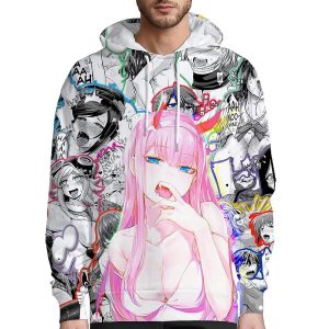 Everyday Cosplay Anime Hoodies & T-Shirts |   Ahegao Zero Two Hentai Hoodie Anime Cartoon Anime 3D 3D Harajuku Graphic For Couple’s Men’s Women’s Adults’ Back To School 3D Print Pink Cosplay & Costumes Everyday Cosplay Anime Hoodies & T-Shirts