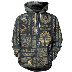 Everyday Cosplay Anime Hoodies & T-Shirts |   Ancient Egyptian Deities Pharaoh King Tut Hoodie Cartoon Manga Anime 3D Front Pocket Graphic For Couple’s Men’s Women’s Adults’ 3D Print Black Cosplay & Costumes Black