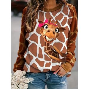 Everyday Cosplay Anime Hoodies & T-Shirts |   Animal Animal Hoodie Cartoon Manga Anime 3D Graphic For Couple’s Men’s Women’s Adults’ Carnival Masquerade 3D Print Party Casual Daily Brown Cosplay & Costumes Brown