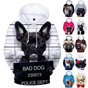 Everyday Cosplay Anime Hoodies & T-Shirts |   Animal Bulldog Sunglasses Hoodie Cartoon Manga Anime 3D Graphic For Couple’s Men’s Women’s Adults’ 3D Print White Cosplay & Costumes Everyday Cosplay Anime Hoodies & T-Shirts