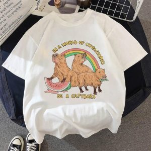 Everyday Cosplay Anime Hoodies & T-Shirts |   Animal Capybara T-shirt Anime Cartoon Anime Classic Street Style For Couple’s Men’s Women’s Adults’ Hot Stamping Casual Daily White Cosplay & Costumes Everyday Cosplay Anime Hoodies & T-Shirts