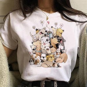 Everyday Cosplay Anime Hoodies & T-Shirts |   Animal Cat Dog T-shirt Anime Cartoon Anime Classic Street Style For Couple’s Men’s Women’s Adults’ Hot Stamping White Cosplay & Costumes Everyday Cosplay Anime Hoodies & T-Shirts