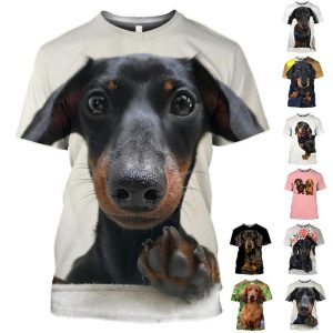 Everyday Cosplay Anime Hoodies & T-Shirts |   Animal Dog Dachshund T-shirt Graphic Tee For Men’s Women’s Unisex Adults’ 3D Print Casual Daily Cute Funny Gift White Cosplay & Costumes Everyday Cosplay Anime Hoodies & T-Shirts