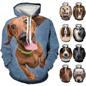 Everyday Cosplay Anime Hoodies & T-Shirts |   Animal Dog Puppy Hoodie Cartoon Manga Anime 3D Front Pocket Graphic For Couple’s Men’s Women’s Adults’ 3D Print Blue Cosplay & Costumes Blue