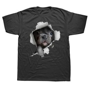 Everyday Cosplay Anime Hoodies & T-Shirts |   Animal French Bulldog T-shirt Print Street Style For Couple’s Men’s Women’s Adults’ Hot Stamping Casual Daily Black Cosplay & Costumes Black