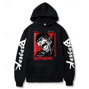 Everyday Cosplay Anime Hoodies & T-Shirts |   Berserker Armor Hoodie Cartoon Manga Anime Graphic Kangaroo Pocket For Couple’s Men’s Women’s Adults’ Masquerade Back To School Hot Stamping Casual Daily Black Cosplay & Costumes Black