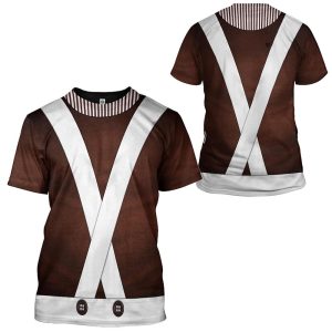 Everyday Cosplay Anime Hoodies & T-Shirts |   Charlie and the Chocolate Factory Willy Wonka Oompa Loompa T-shirt Cartoon Manga Print 3D Graphic For Couple’s Men’s Women’s Adults’ Carnival Masquerade 3D Print Party Casual Daily Brown Cosplay & Costumes Brown