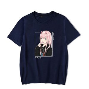 Everyday Cosplay Anime Hoodies & T-Shirts |   Darling in the Franxx Zero Two Anime Cartoon Manga Print Harajuku Graphic Kawaii For Men’s Women’s Adults’ Back To School Hot Stamping Navy Blue Cosplay & Costumes Everyday Cosplay Anime Hoodies & T-Shirts