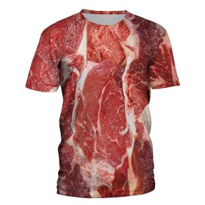 Everyday Cosplay Anime Hoodies & T-Shirts |   Funny Raw Meat T-shirt Anime 3D Classic Street Style For Couple’s Men’s Women’s Adults’ 3D Print Red Cosplay & Costumes Everyday Cosplay Anime Hoodies & T-Shirts