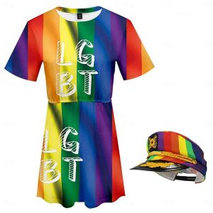 Everyday Cosplay Anime Hoodies & T-Shirts |   Gay Pride Rainbow Flag LGBT LGBTQ Dress Hat Rainbow 3D Graphic For Women’s Adults’ Carnival Masquerade 3D Print Party Pride Parade Yellow Cosplay & Costumes Everyday Cosplay Anime Hoodies & T-Shirts