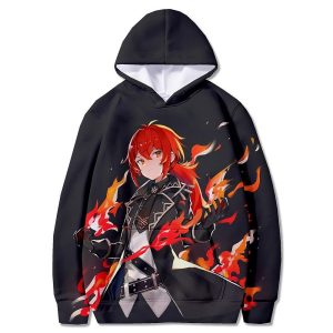 Everyday Cosplay Anime Hoodies & T-Shirts |   Genshin Impact Diluc Anime Cartoon Manga Anime 3D Harajuku Graphic For Couple’s Men’s Women’s Adults’ Back To School 3D Print Black Cosplay & Costumes Black