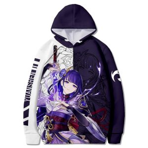 Everyday Cosplay Anime Hoodies & T-Shirts |   Genshin Impact Raiden Shogun Hoodie Anime Cartoon Anime 3D 3D Harajuku Graphic For Couple’s Men’s Women’s Adults’ Back To School 3D Print Purple Cosplay & Costumes Everyday Cosplay Anime Hoodies & T-Shirts