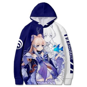 Everyday Cosplay Anime Hoodies & T-Shirts |   Genshin Impact Sangonomiya Kokomi Hoodie Anime Cartoon Anime 3D 3D Harajuku Graphic For Couple’s Men’s Women’s Adults’ Back To School 3D Print Blue Cosplay & Costumes Blue