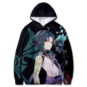 Everyday Cosplay Anime Hoodies & T-Shirts |   Genshin Impact Xiao Anime Cartoon Manga Anime 3D Harajuku Graphic For Couple’s Men’s Women’s Adults’ Back To School 3D Print Green Cosplay & Costumes Everyday Cosplay Anime Hoodies & T-Shirts