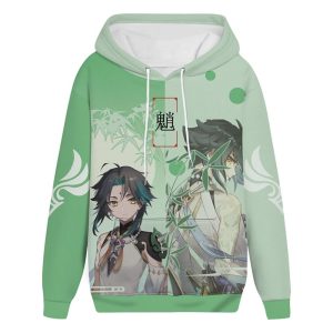 Everyday Cosplay Anime Hoodies & T-Shirts |   Genshin Impact Xiao Hoodie Anime Cartoon Anime 3D 3D Harajuku Graphic For Couple’s Men’s Women’s Adults’ Back To School 3D Print Green Cosplay & Costumes Everyday Cosplay Anime Hoodies & T-Shirts