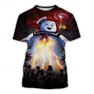 Everyday Cosplay Anime Hoodies & T-Shirts |   Ghostbusters Stay Puft Marshmallow Man T-shirt Print Graphic For Men’s Adults’ Carnival Masquerade 3D Print Party Festival Wine Red Cosplay & Costumes Everyday Cosplay Anime Hoodies & T-Shirts