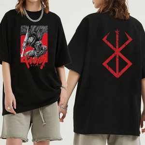 Everyday Cosplay Anime Hoodies & T-Shirts |   Guts T-shirt Print Classic Street Style For Couple’s Men’s Women’s Adults’ Hot Stamping Casual Daily Black Cosplay & Costumes Black