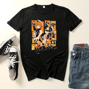 Everyday Cosplay Anime Hoodies & T-Shirts |   Haikyuu Karasuno High Cosplay Costume T-shirt Anime Graphic Prints Printing Harajuku Graphic For Men’s Women’s Adults’ Back To School Black Cosplay & Costumes Black