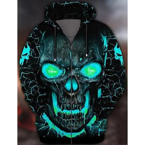 Everyday Cosplay Anime Hoodies & T-Shirts |   Halloween Skeleton / Skull Cartoon Manga Outerwear Anime 3D Graphic For Couple’s Men’s Women’s Adults’ Back To School 3D Print Casual Daily Sky Blue Cosplay & Costumes Everyday Cosplay Anime Hoodies & T-Shirts