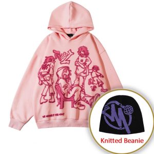 Everyday Cosplay Anime Hoodies & T-Shirts |   Hoodie Sweatshirt Pullover Pattern Side Pockets For Men’s Women’s Unisex Adults’ Hot Stamping Street Casual Daily Pink Cosplay & Costumes Everyday Cosplay Anime Hoodies & T-Shirts