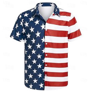 Everyday Cosplay Anime Hoodies & T-Shirts |   Independence Day July 4 USA Flag Manga Hawaii Shirts Back To School 3D USA Flag Harajuku Graphic Kawaii For Men’s Adults’ Masquerade 4th of July Back To School 3D Print Festival Navy Blue Cosplay & Costumes Everyday Cosplay Anime Hoodies & T-Shirts