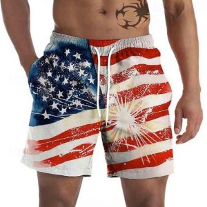 Everyday Cosplay Anime Hoodies & T-Shirts |   Independence Day July 4 USA Flag Sportswear Beach Shorts USA Flag Harajuku Graphic Kawaii For Men’s Adults’ Masquerade 4th of July 3D Print Festival Red 2 Cosplay & Costumes Everyday Cosplay Anime Hoodies & T-Shirts