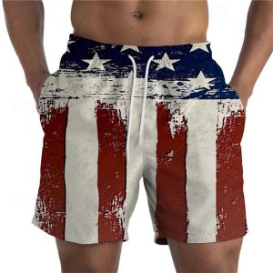 Everyday Cosplay Anime Hoodies & T-Shirts |   Independence Day July 4 USA Flag Sportswear Beach Shorts USA Flag Harajuku Graphic Kawaii For Men’s Adults’ Masquerade 4th of July 3D Print Festival Wine Red Cosplay & Costumes Everyday Cosplay Anime Hoodies & T-Shirts