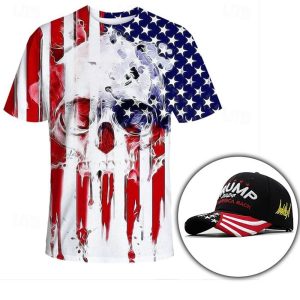 Everyday Cosplay Anime Hoodies & T-Shirts |   Independence Day July 4 USA Flag T-shirt Anime Cartoon Anime 3D Harajuku Graphic Kawaii For Couple’s Men’s Women’s Adults’ Back To School 3D Print Fuchsia Cosplay & Costumes Everyday Cosplay Anime Hoodies & T-Shirts