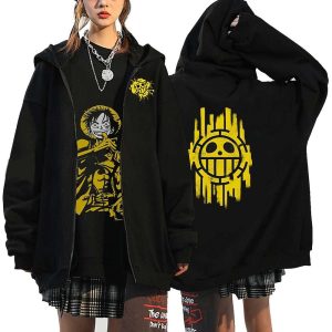 Everyday Cosplay Anime Hoodies & T-Shirts |   Inspired by One Piece Trafalgar Law Cartoon Manga Outerwear Anime Harajuku Graphic Kawaii Outerwear For Men’s Women’s Unisex Adults’ Hot Stamping 100% Polyester Black Cosplay & Costumes Black