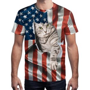 Everyday Cosplay Anime Hoodies & T-Shirts |   July 4th USA National Flag T-shirt Print Classic Street Style For Couple’s Men’s Women’s Adults’ Independence Day / the Fourth of July 3D Print Casual Daily Red Cosplay & Costumes Everyday Cosplay Anime Hoodies & T-Shirts