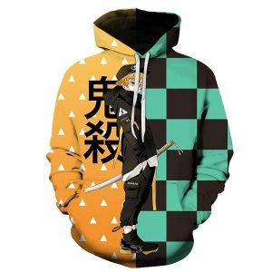 Everyday Cosplay Anime Hoodies & T-Shirts |   Kamado Tanjirou Hoodie Anime Cartoon Anime Graphic For Couple’s Men’s Women’s Adults’ Back To School 3D Print Rainbow Cosplay & Costumes Everyday Cosplay Anime Hoodies & T-Shirts