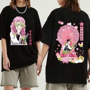 Everyday Cosplay Anime Hoodies & T-Shirts |   Kanroji Mitsuri T-shirt Anime Graphic For Couple’s Men’s Women’s Adults’ Saint Patrick’s Day Hot Stamping Casual Daily Black Cosplay & Costumes Black