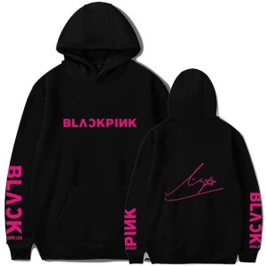 Everyday Cosplay Anime Hoodies & T-Shirts |   KPOP Black Pink Hoodie Anime Cartoon Anime Harajuku Graphic Kawaii For Couple’s Unisex Adults’ Back To School Hot Stamping Black Cosplay & Costumes Black