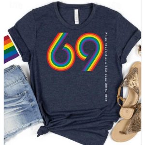 Everyday Cosplay Anime Hoodies & T-Shirts |   LGBT LGBTQ T-shirt Pride Shirts Rainbow 69 Lesbian Gay For Unisex Adults’ Halloween Carnival Masquerade Hot Stamping Pride Parade Pride Month Navy Blue Cosplay & Costumes Everyday Cosplay Anime Hoodies & T-Shirts