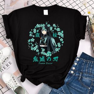 Everyday Cosplay Anime Hoodies & T-Shirts |   Muichiro Tokito T-shirt Anime Graphic For Couple’s Men’s Women’s Adults’ Saint Patrick’s Day Hot Stamping Casual Daily Black Cosplay & Costumes Black