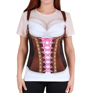 Everyday Cosplay Anime Hoodies & T-Shirts |   Oktoberfest Beer Bavarian T-shirt 3D Graphic For Women’s Adults’ Carnival Oktoberfest Beer 3D Print Casual Daily Festival Brown Cosplay & Costumes Brown