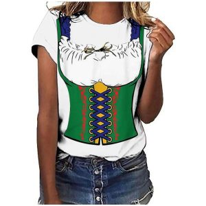 Everyday Cosplay Anime Hoodies & T-Shirts |   Oktoberfest Beer Bavarian T-shirt Anime 3D Graphic For Women’s Adults’ Oktoberfest Beer Masquerade 3D Print Casual Daily White Cosplay & Costumes Everyday Cosplay Anime Hoodies & T-Shirts