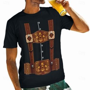 Everyday Cosplay Anime Hoodies & T-Shirts |   Oktoberfest Beer Bavarian T-shirt Lederhosen 3D For Men’s Adults’ Carnival Oktoberfest Beer Hot Stamping Party Casual Daily Brown Cosplay & Costumes Brown