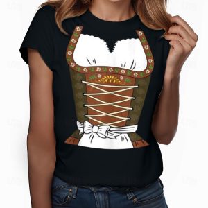 Everyday Cosplay Anime Hoodies & T-Shirts |   Oktoberfest Beer Bavarian T-shirt Lederhosen 3D For Women’s Adults’ Carnival Oktoberfest Beer Hot Stamping Party Casual Daily Brown Cosplay & Costumes Brown