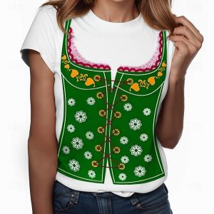 Everyday Cosplay Anime Hoodies & T-Shirts |   Oktoberfest Beer Bavarian T-shirt Lederhosen 3D For Women’s Adults’ Carnival Oktoberfest Beer Hot Stamping Party Casual Daily Green Combo Cosplay & Costumes Everyday Cosplay Anime Hoodies & T-Shirts