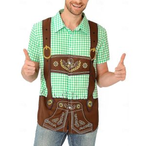 Everyday Cosplay Anime Hoodies & T-Shirts |   Oktoberfest Beer Blouse / Shirt Lederhosen Graphic For Men’s Adults’ Carnival Oktoberfest Beer 3D Print Party Vacation Green Cosplay & Costumes Everyday Cosplay Anime Hoodies & T-Shirts