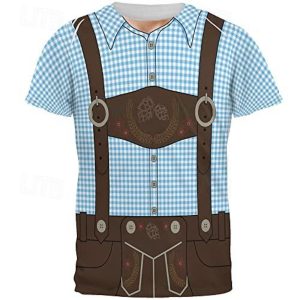 Everyday Cosplay Anime Hoodies & T-Shirts |   Oktoberfest Beer T-shirt Lederhosen Graphic For Couple’s Men’s Women’s Adults’ Oktoberfest Beer 3D Print Party Vacation Blue Cosplay & Costumes Blue